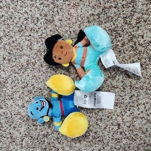 Disney Tiny Big Feet Plush Genie and Jasmine lot